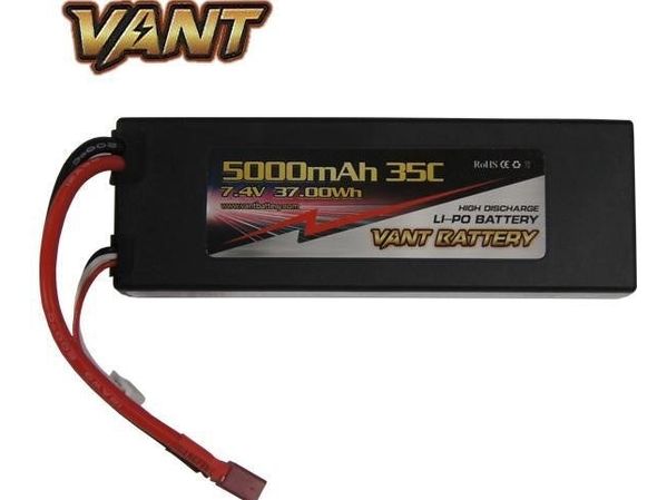 7,4V 5000MAH 35C WIRE LEAD HARD CASE BATTERY WITH DEANS