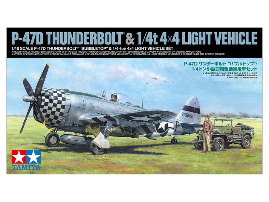 Tamiya 1/48 REPUBLIC P-47D THUNDERBOLT & 1/4-TON 4X4 LIGHT VEHICLE