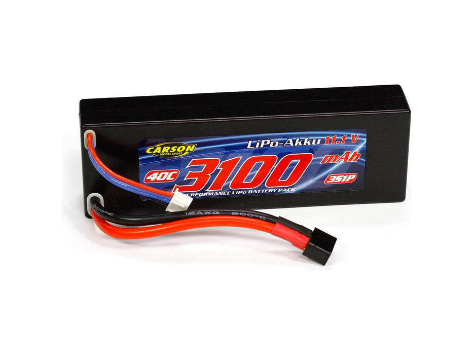 11.1V 3100MAH 40C WIRE LEAD ROUND HARD CASE BATTERY DEANS