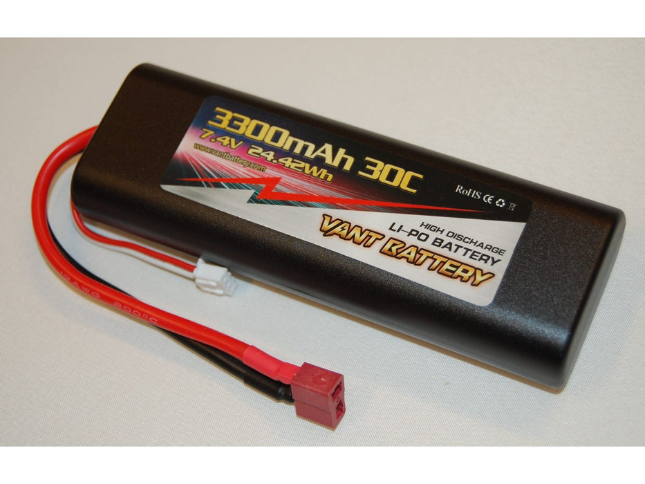 HARD CASE: 7.4V 3300mAh 30C -ROUND CASE -*DEANS XH