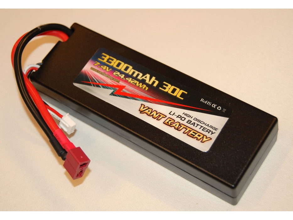 HARD CASE: 7.4V 3300mAh 30C -SQUARE CASE -DEANS XH