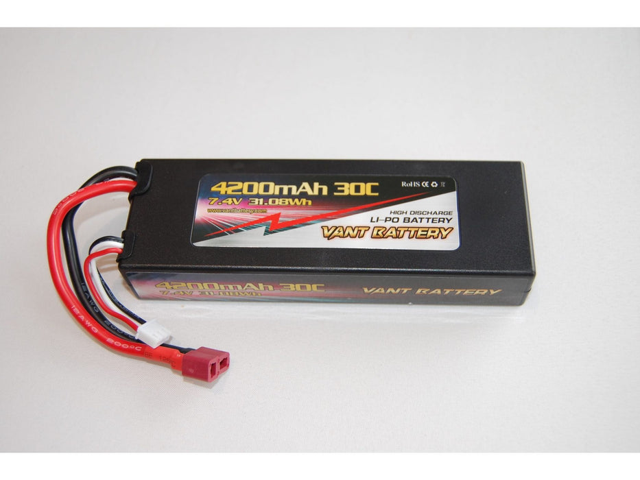 HARD CASE: 7.4V 4200mAh 30C - DEANS XH -- SQUARE CASE